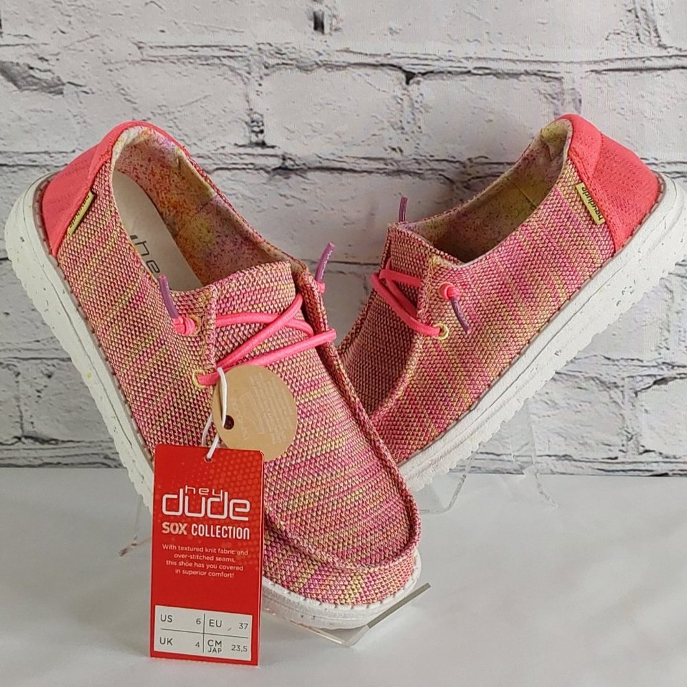 HEY DUDE 'WENDY SOX GLOW' SLIP-ON SHOES 'NEON SUNKIST GLOW'